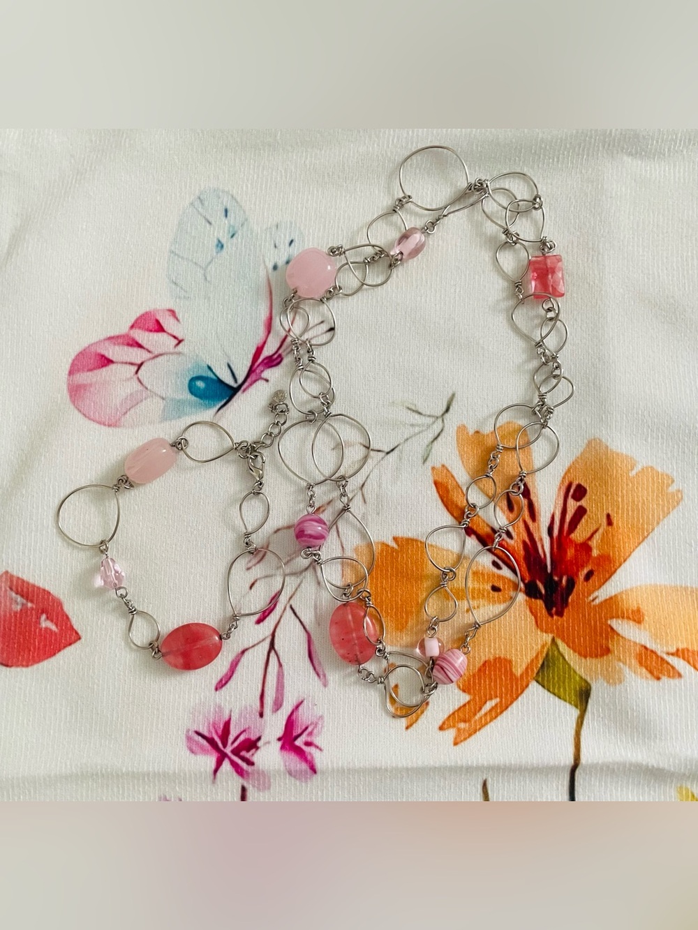 90’s vintage Necklace with Pink Beads - Women Jewelry
